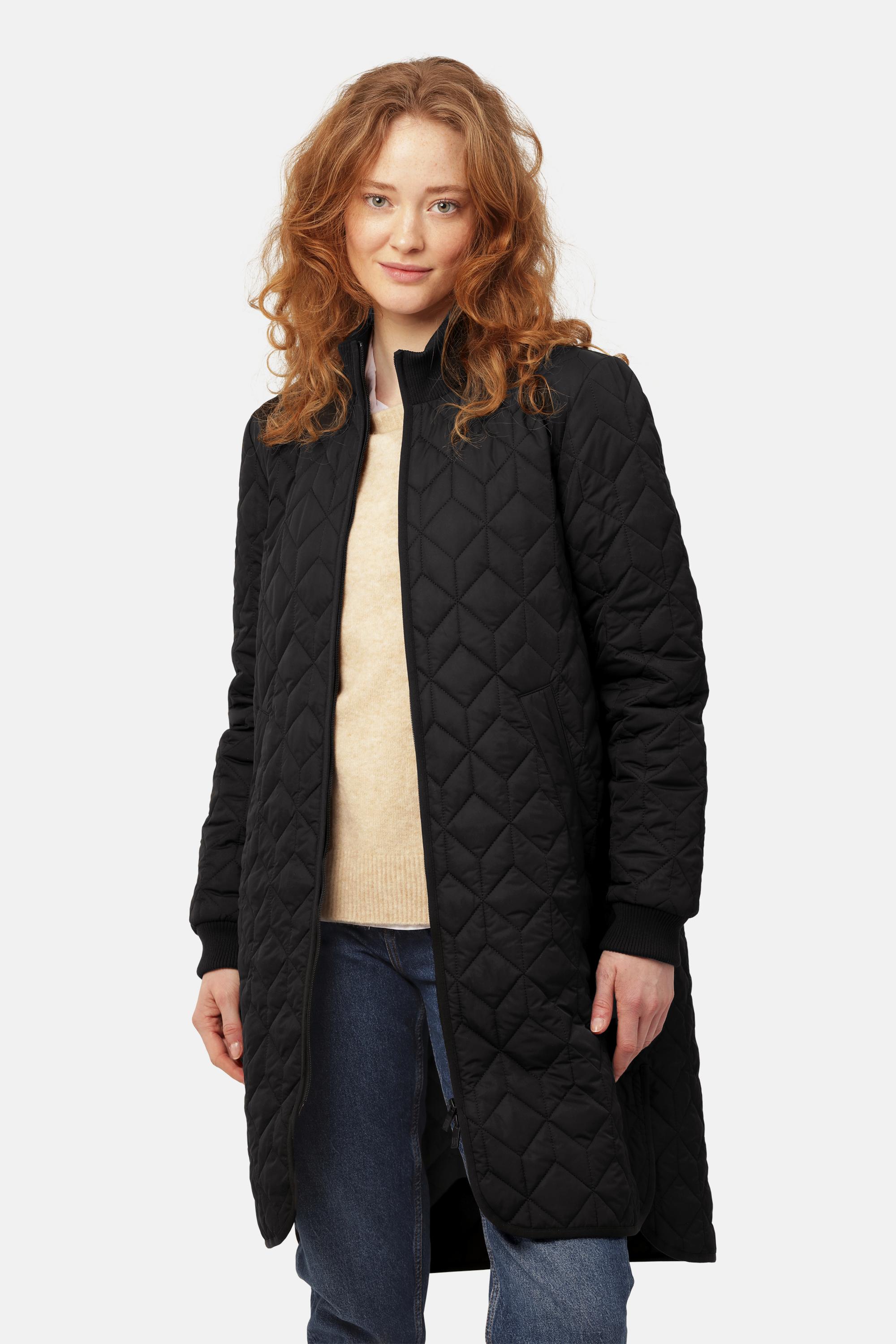 Long Padded Quilt Jacket - Black